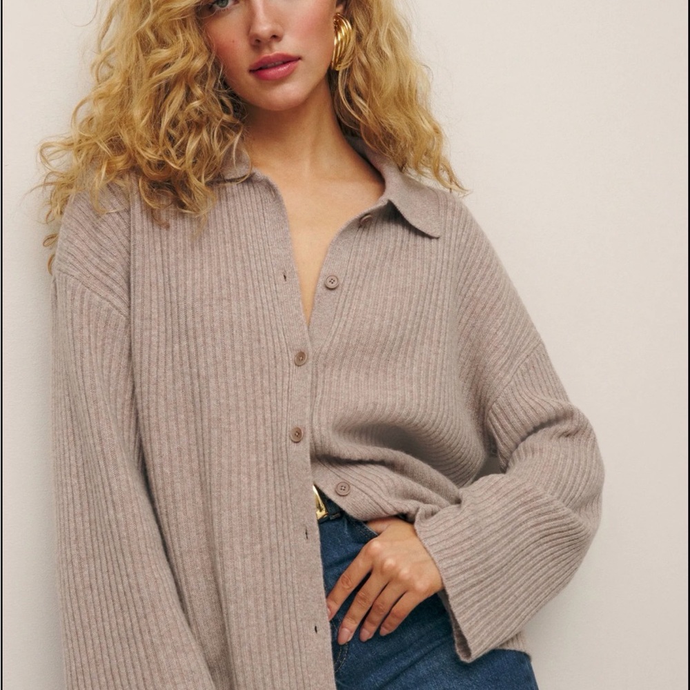 Fantino Cashmere Collared Cardigan, Oatmeal